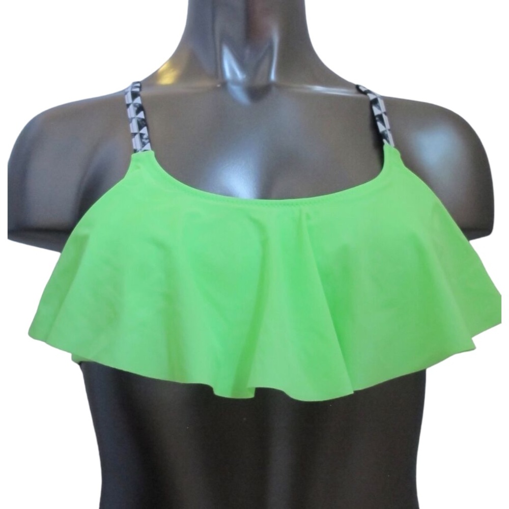Victoria's Secret PINK Neon Green w/ Triangle Strappy Back Flounce Bikini Top XS